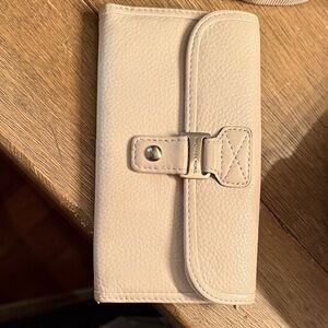 Michael Kors Pebbled Leather Snap Wallet in Light Beige